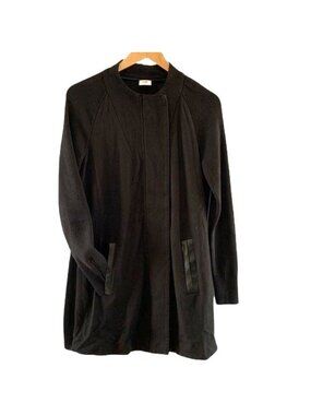 Cabi Black Tailor Coat With Faux Leather Pockets Size S Style 3351 Medium Length